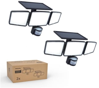 Lot de 2 Lampes solaire Philips avec capteur de présence 302 LED 1200 lm à 39,99€