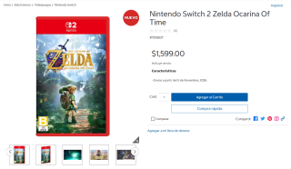 Nintendo Switch 2 Zelda Ocarina Of Time por $1,599 en Costco