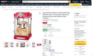 Máquina de palomitas Great Northern por $1,406 | Oferta Amazon