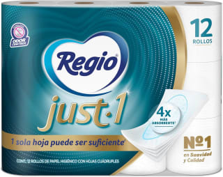 Papel Higiénico Regio Just 1 (12 rollos) por $135 en Amazon