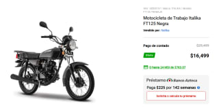 Motocicleta de Trabajo Italika FT125 por $16,499 | Sam's Club