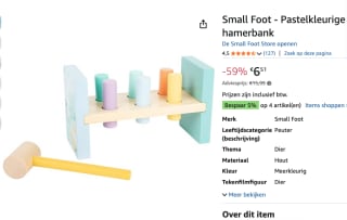 Small Foot - Wooden Hammer Bench Pastel 8 pcs. voor €6,51 bij Amazon