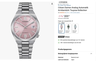Citizen Tsuyosa NJ0200-50Z (37 mm) voor €205,90 bij Amazon