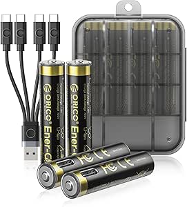 Batería Orico Ener-G iones de litio recargables AAA, paquete de 4 unidades por 12,59€