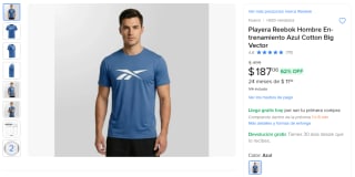 Playera Reebok Azul por $187 | Mercado Libre