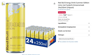 Red Bull Energy Drink Summer Edition Lime Sudachi-limoensmaak 24x250ml voor €24,73