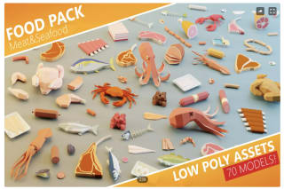 GRATIS Food Pack Low Poly Meat & Seafood