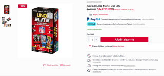 Juego de Mesa Mattel Uno Elite por $150 | DelSol
