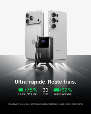 INIU Batterie Externe Ultra Mini 10000mAh 45W pour 29,99€ chez Amazon