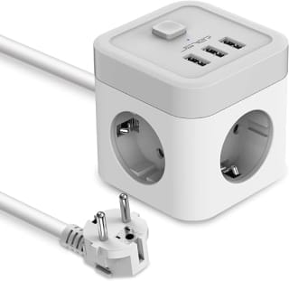JSVER Cube Multiprise USB (3 prises, 3 ports USB, câble 1,5 m) à 13,59€ chez Amazon