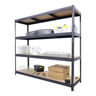 Étagère de garage en métal gris 4 plateaux en bois à 59,90€