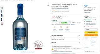 Tequila José Cuervo Reserva De La Familia Platino 750ml por $545 en Amazon