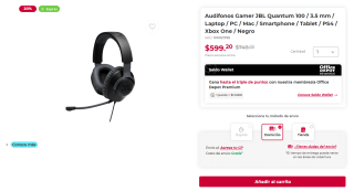 Audífonos JBL Quantum 100 3.5mm por $599 | Office Depot