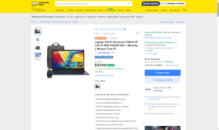 ASUS Vivobook X1404 14" i5-1334U 8GB 512GB por $8,199 | Mercado Libre
