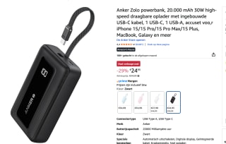 Anker Zolo Powerbank 20.000mAh - 30W voor €24,95 bij Amazon