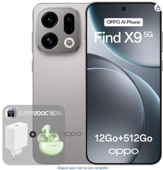 OPPO Find X9 5G 12+512 Go, Smartphone avec IA, Ecran ProXDR 6,59" 120 Hz, à 899€