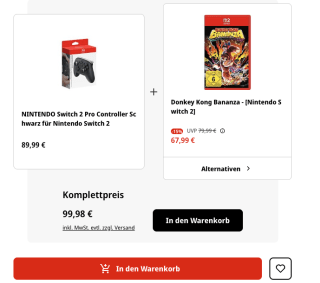 Switch 2 Pro Controller + 1 spel naar keuze voor €99 bij Mediamarkt Duitsland