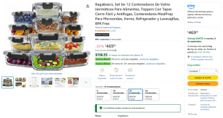 RagaBasics set de 12 contenedores de vidrio herméticos por $469 en Amazon
