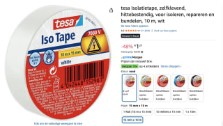 Tesa elektrische isolatietape zwart 15 mm x 10 m voor €1,27 bij Amazon