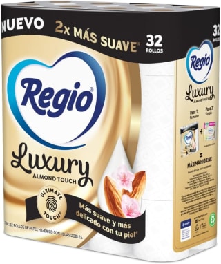 Regio Papel Higiénico Luxury Almond Touch 32 rollos por $156 en Amazon
