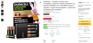 Cargador DURACELL 6 Pilas AA 2 Pilas AAA por $490 | Amazon
