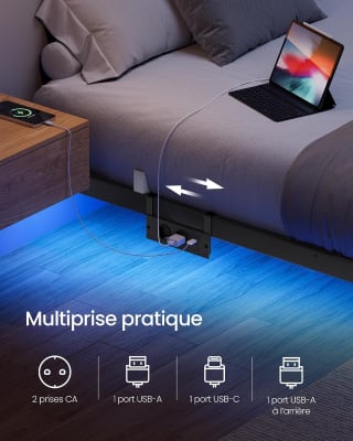 VASAGLE Lit Flottant 140 x 190 cm pour 67,19€ chez Amazon