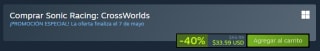 Sonic Racing: CrossWorlds Gratis | Oferta Steam