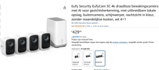 Eufy Security EufyCam 3C base station + 4 camera's voor €429,99 bij Amazon