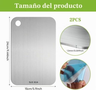 Necdeol 2 Piezas Tabla de Cortar de Titanio (24 x 15 cm) por 7,92€ en Amazon