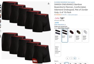 10-Pack DANISH ENDURANCE Bamboe Boxershorts voor €58,95 bij Amazon