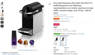 De'Longhi Nespresso Pixie voor €60,67 bij Amazon