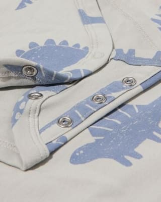 Baby meegroeiromper dino blauw voor €2,25 bij HEMA