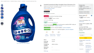 Suavitel Suavizante de Ropa Complete Fresca Primavera 4.8 L por $98 en Amazon