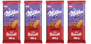 4 x Milka Lotus Biscoff extra chocolate con leche y trozos de galleta 190g por 7.67€