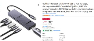UGREEN Revodok DisplayPort USB C-hub 10 Gbps, dockingstation voor €19,99 bij Amazon
