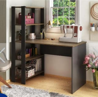 Escritorio Baum Match 120x134.5 Cm Café Pino/Negro Rebaja $79.990 solo en Dimarsa, cl
