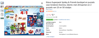 Educa Superpack Spidey & Friends bordspel en puzzels voor €5,10 bij Amazon