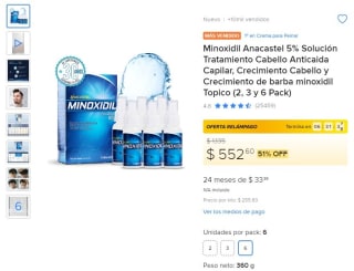 Minoxidil Anacastel 5% 6 frascos por $552 | Mercado Libre