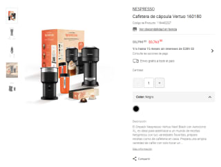 Cafetera Nespresso Vertuo Next por $3,764 | Liverpool