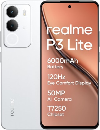 realme P3 lite Smartphone, White, 8 + 256 GB, 120 Hz Eye Comfort Display, 6000 mAh B