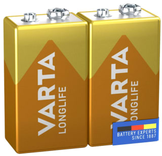 Lot de 2 Piles Varta Longlife - Bloc 9V, Alcalines à 2,76€