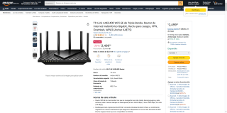 TP-Link AXE5400 WiFi 6E de Triple Banda por $2,499 | Descuento Amazon