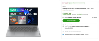 Lenovo V15 AMD Ryzen 5 16GB 512GB SSD por $8,790 | Bodega Aurrera