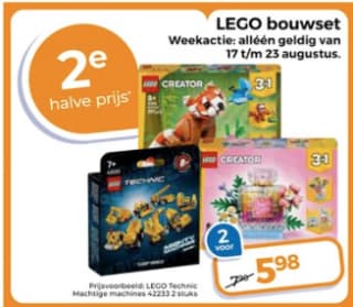 Tweede LEGO-bouwset halve prijs bij Trekpleister