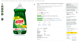 Axion Lavatrastes Líquido Limón 1.4 Lt por $43 en Amazon