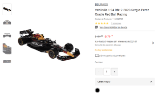 Vehículo BBURAGO 1:24 RB19 2023 Sergio Perez Oracle Red Bull Racing $179 | Liverpool