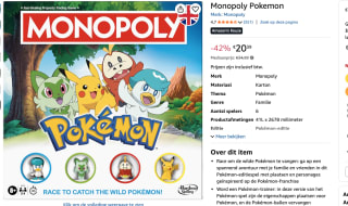 Monopoly Pokémon voor €20,,9 bij Amazon