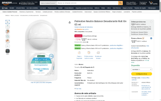 Palmolive Neutro Balance Roll On 65ml por $23 | Amazon