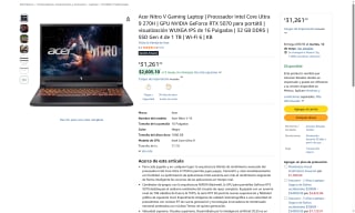 Acer Nitro V Ultra 9 270H 32GB 1TB RTX 5070 en $28,761 | Amazon (Banorte MSI)