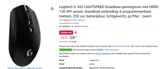 Logitech G305 Lightspeed muis voor €28,79 bij Amazon